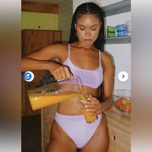 Dippin Daisy’s Gigi Bikini Top and High Waist Cheeky Bottoms in Ultraviolet